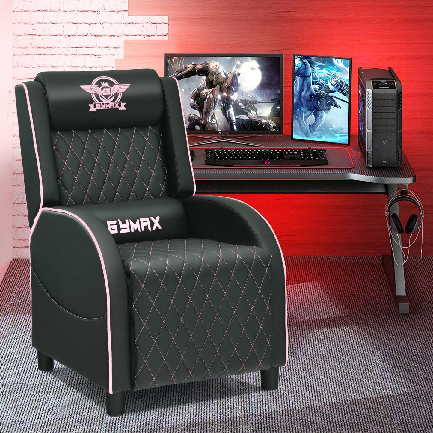 Gaming Recliner Chair with Massage and Adjustable Backrest