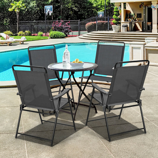 Folding Patio Dining Chairs Set of 4 with Armrests