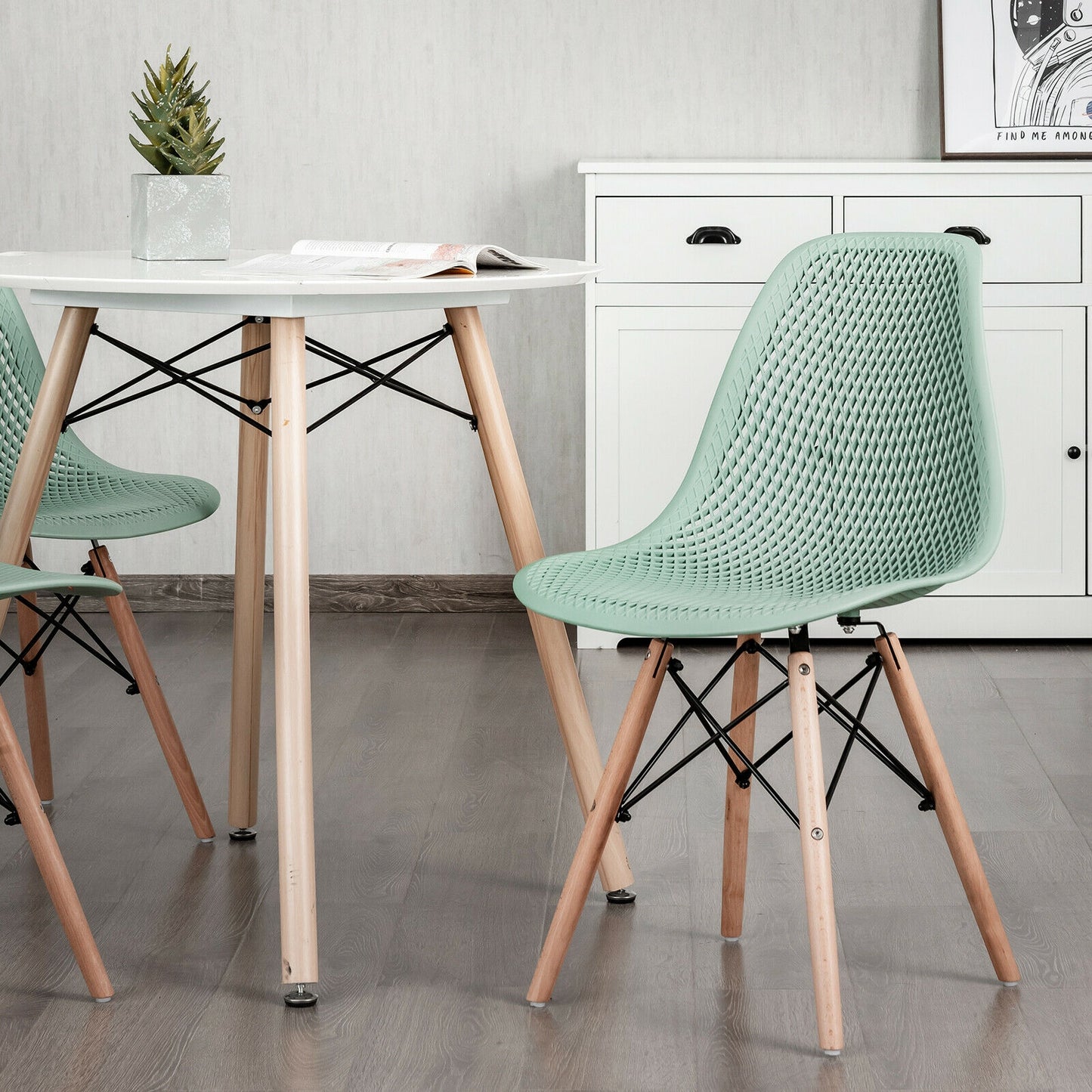 Modern Dining Chairs Set of 2 with Wood Legs