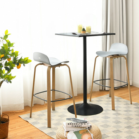 Modern Low Back Bar Stools Set of 2 with Metal Legs