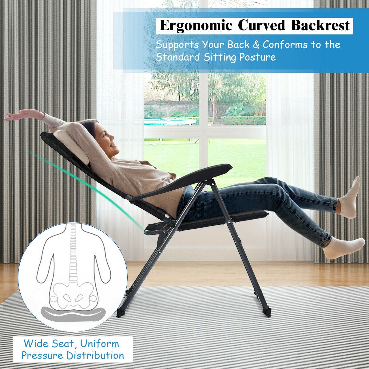 Folding Patio Dining Chairs Set of 4 with Adjustable Backrest