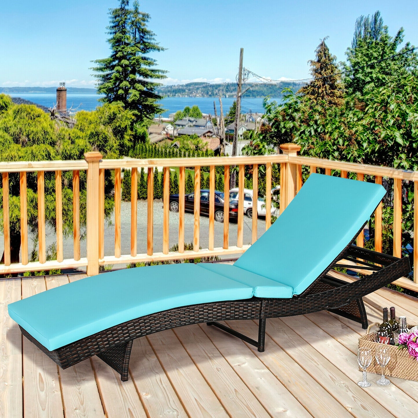 Folding Chaise Lounge with 5-Position Adjustable Backrest