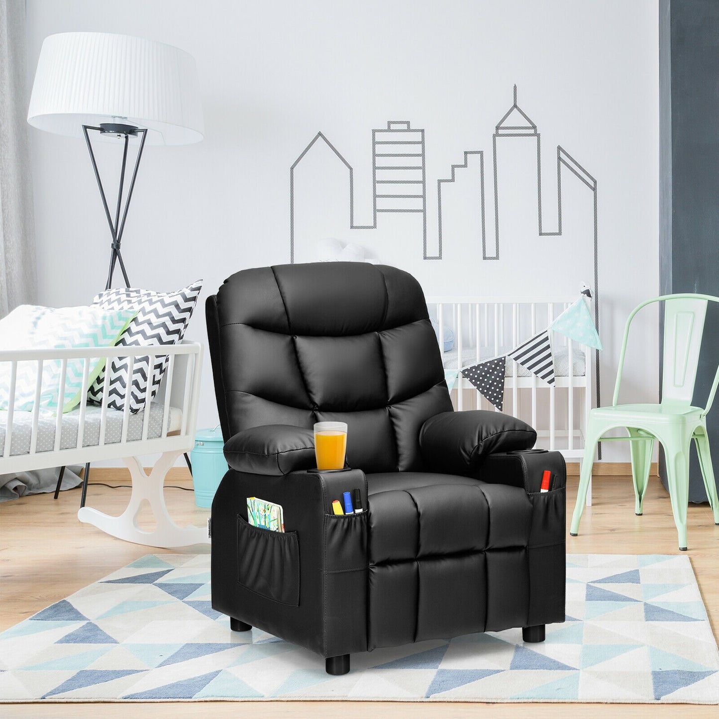 Kids Recliner Chair with Cup Holder and Footrest