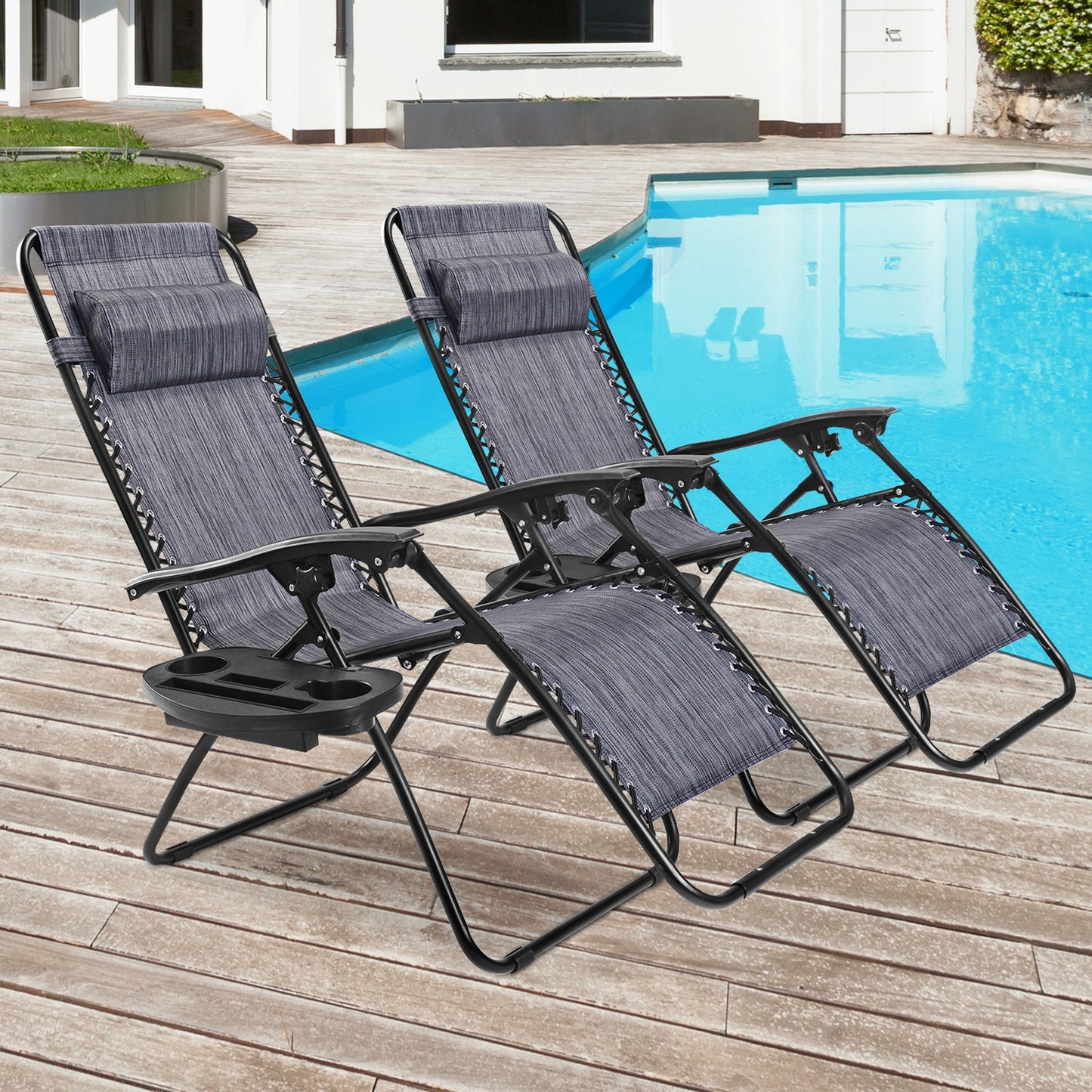 Zero Gravity Folding Lounge Chair Set of 2 with Pillow