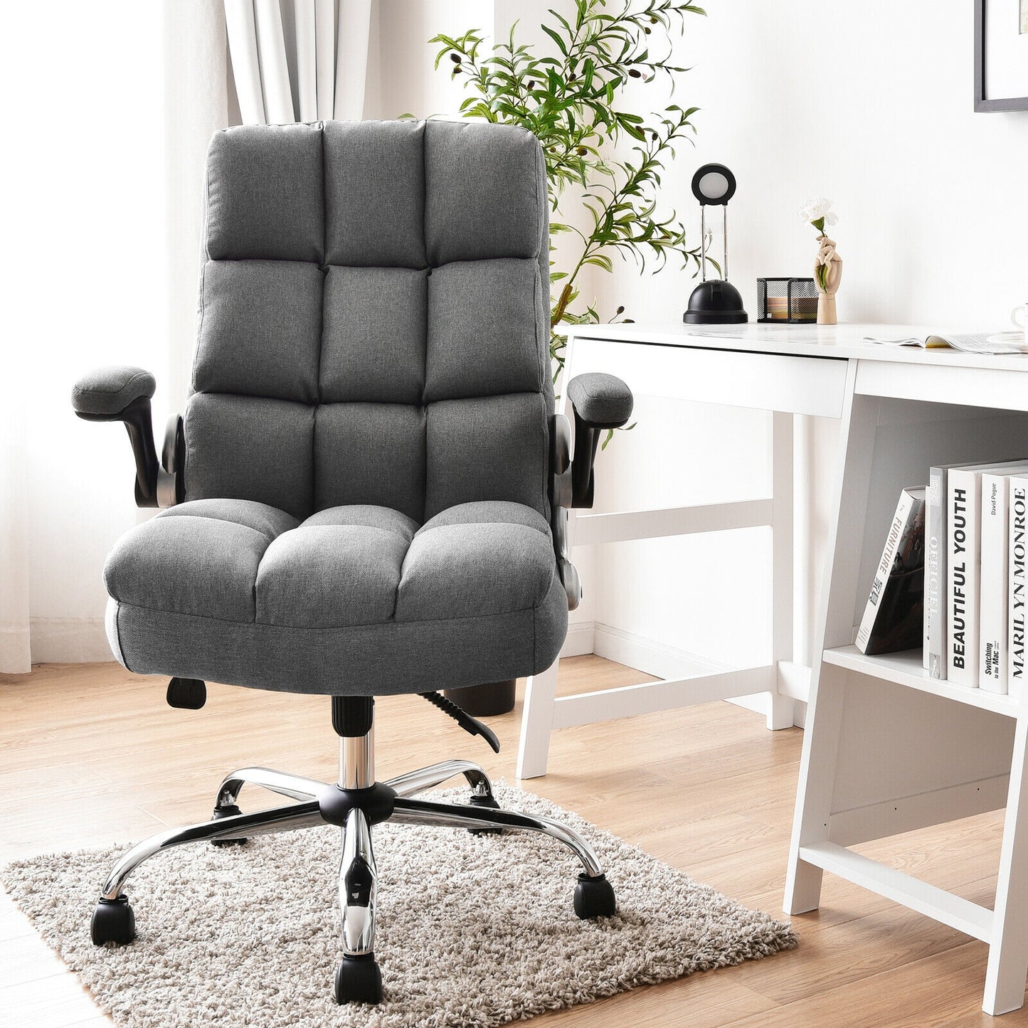 High Back Swivel Office Chair with Flip-Up Arms - 400 lbs