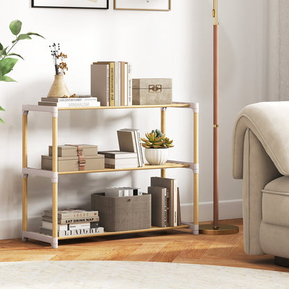 3-Tier Solid Wood Shoe Rack with Slatted Shelves