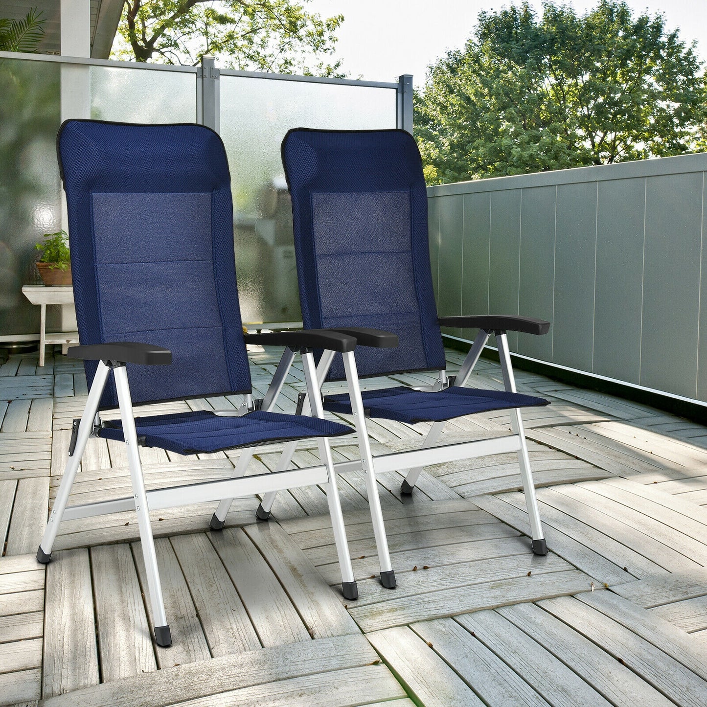 Patio Dining Chair Set with 7-Position Adjustable Backrest