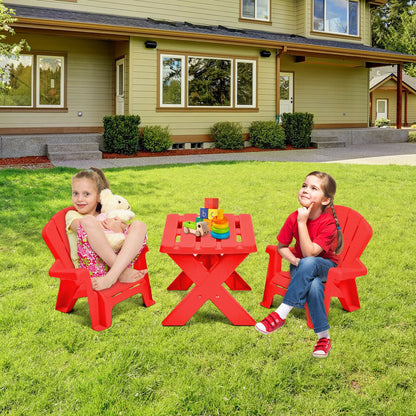 Kids Table and Chair Set - 3-Piece Plastic Play Furniture