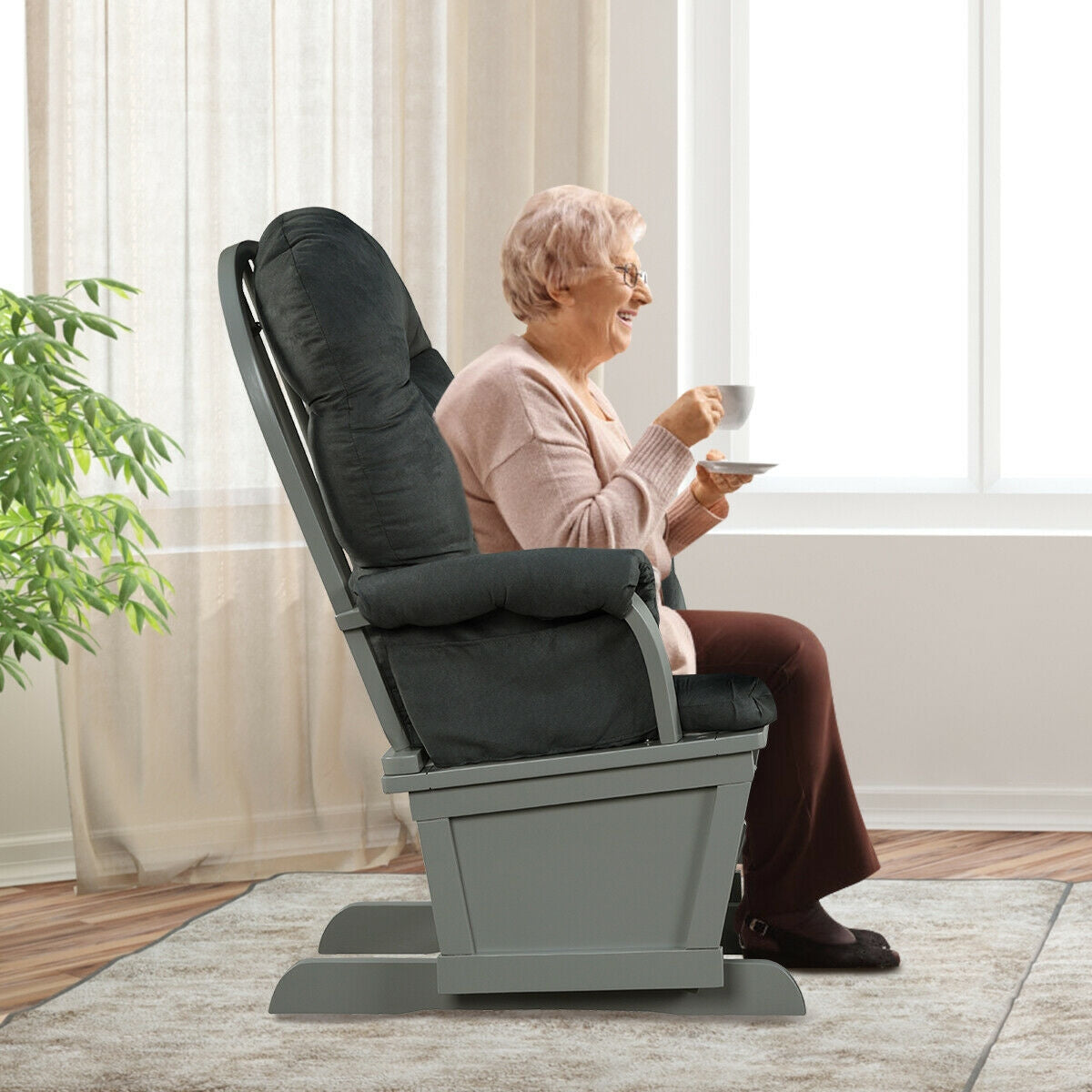 Nursery Glider and Ottoman Set with Padded Armrests