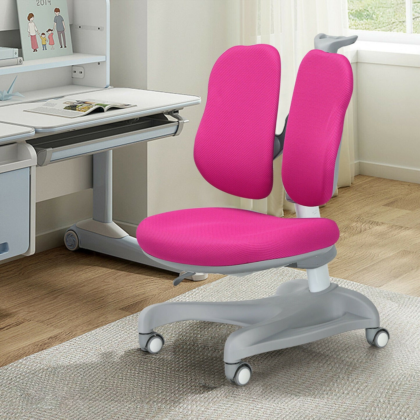 Adjustable Height Kids Study Chair with Lumbar Support