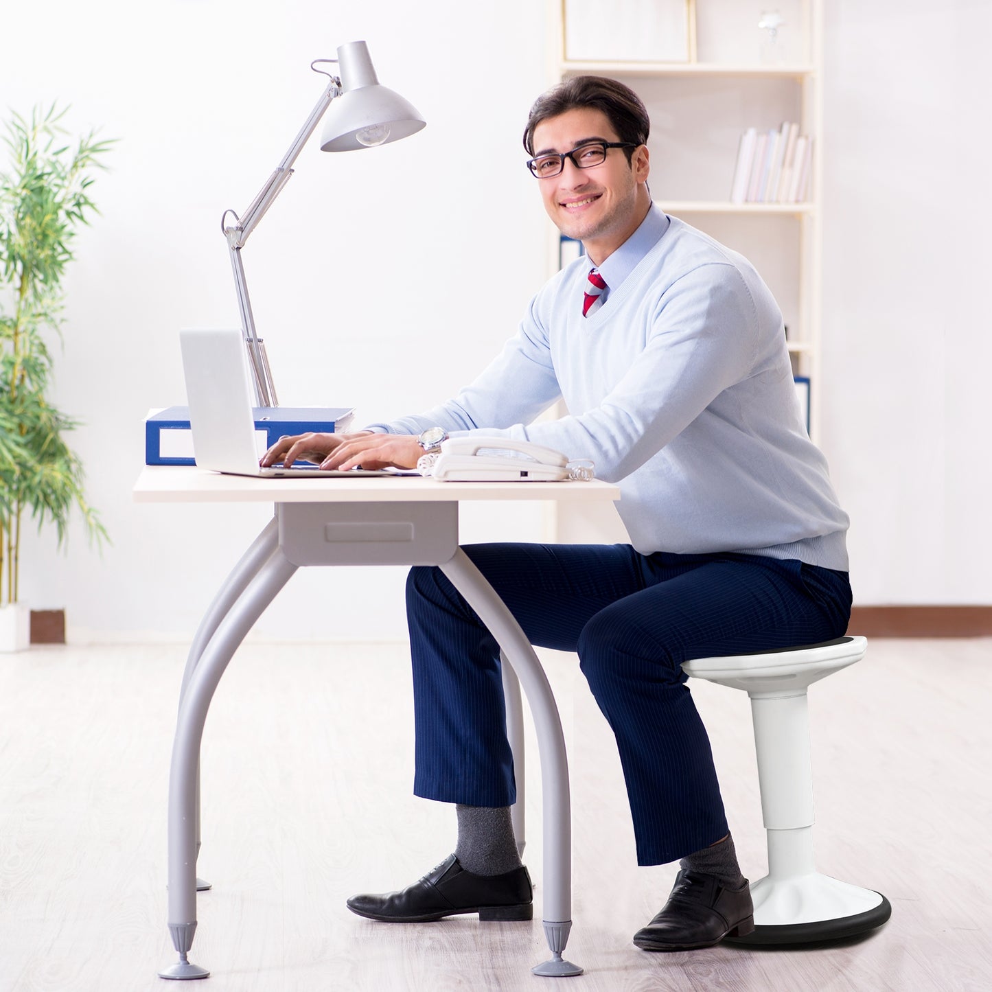 Adjustable Active Learning Wobble Stool with Cushion Seat