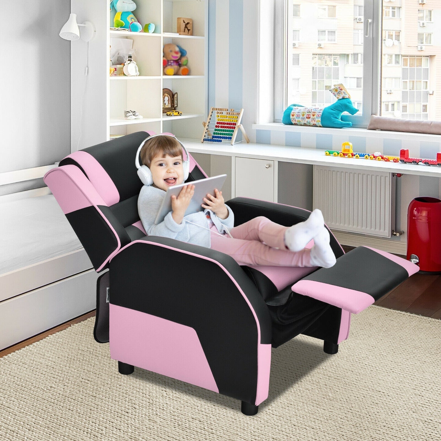 Kids Gaming Recliner with Headrest and Footrest