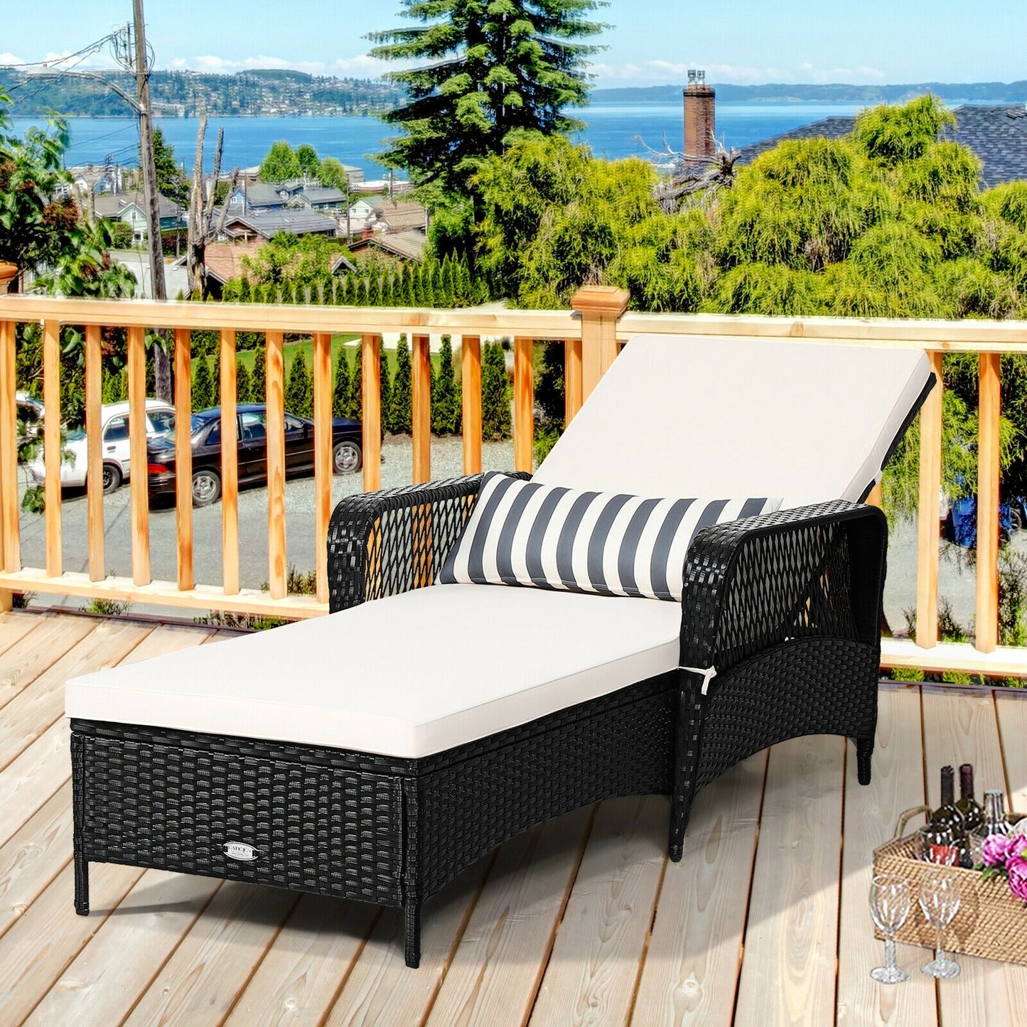 Adjustable Chaise Lounge Chair with Cushion & Pillow