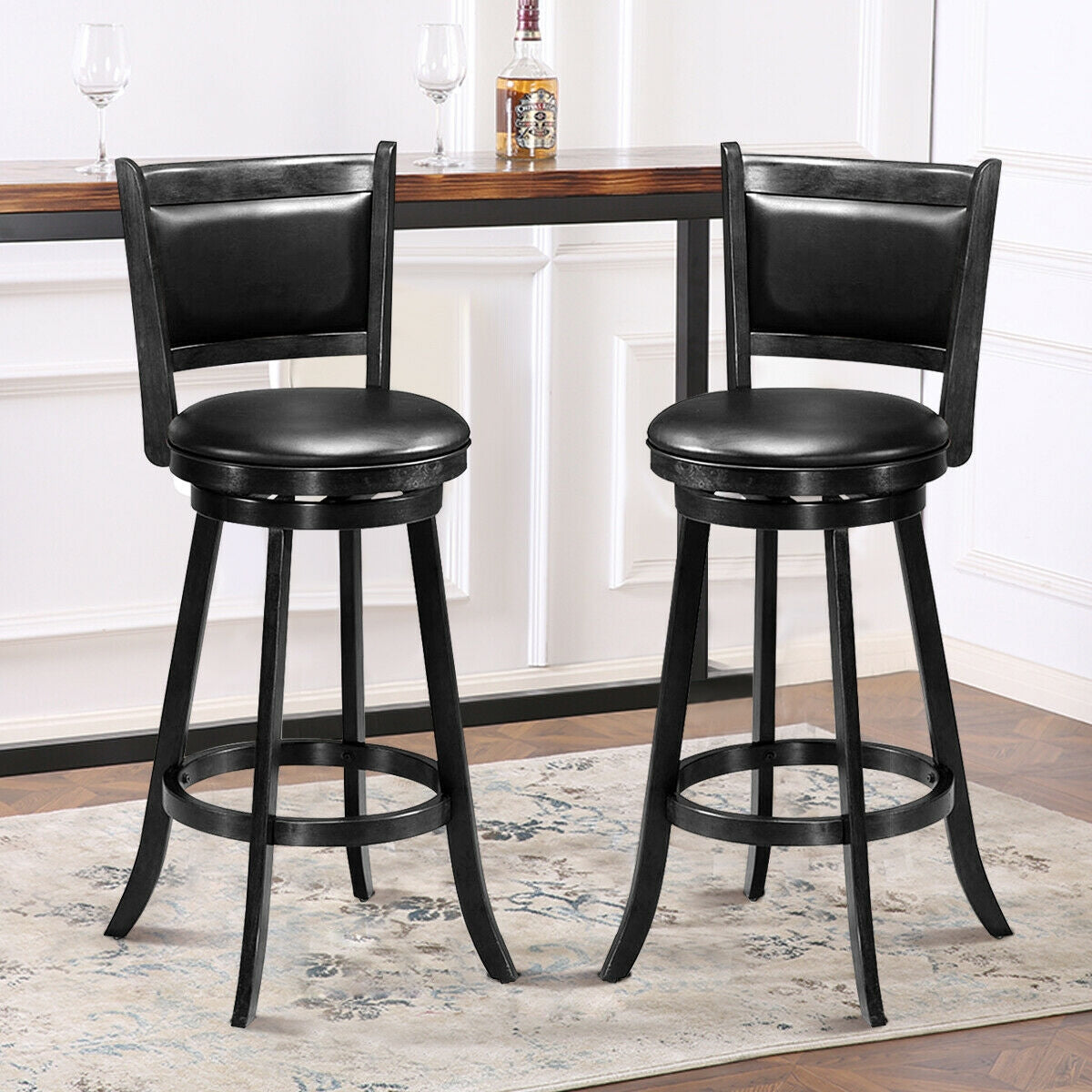 29-Inch Swivel Bar Stools Set of 2 with Cushioned Seat