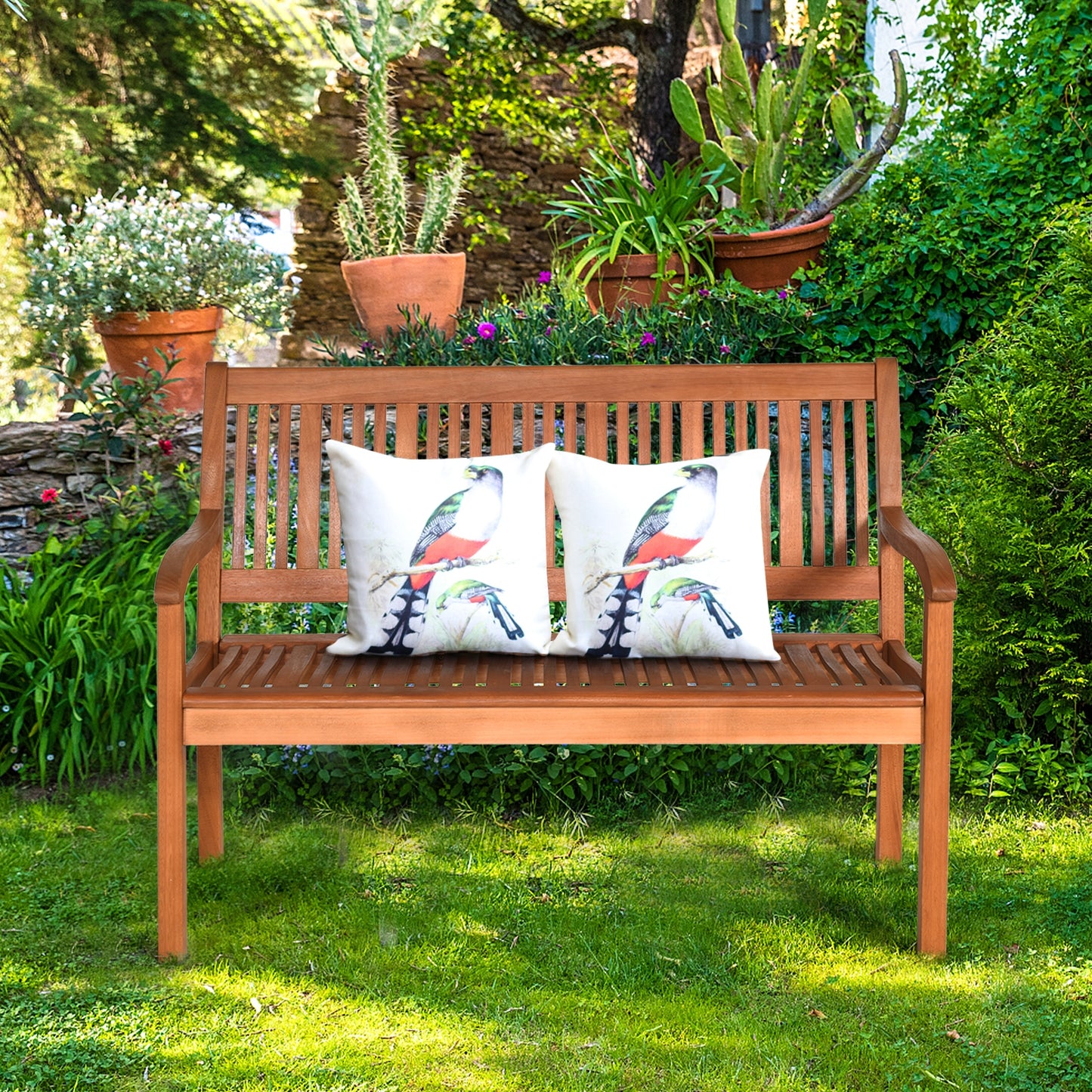 Eucalyptus Garden Bench for Two with Curved Backrest