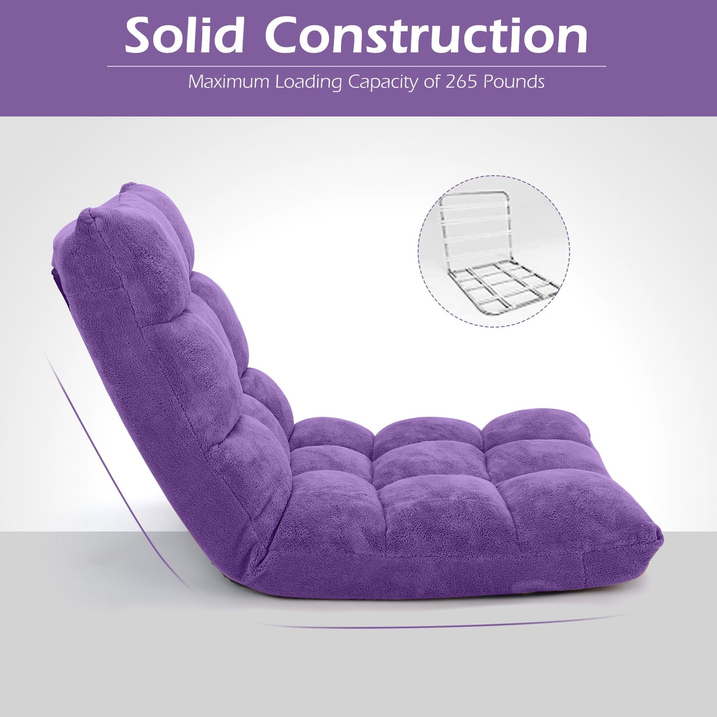 14-Position Adjustable Floor Chair with Padded Cushion