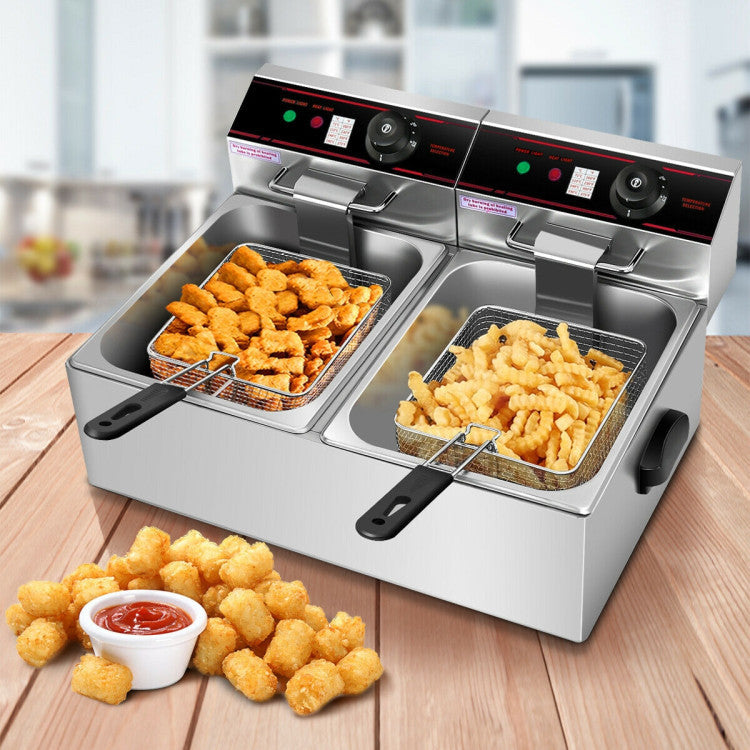 3400W Commercial Electric Fryer Dual Tank