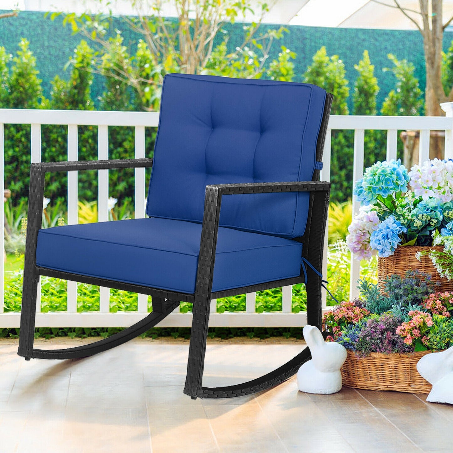 Rattan Rocking Chair with Cushion for Patio