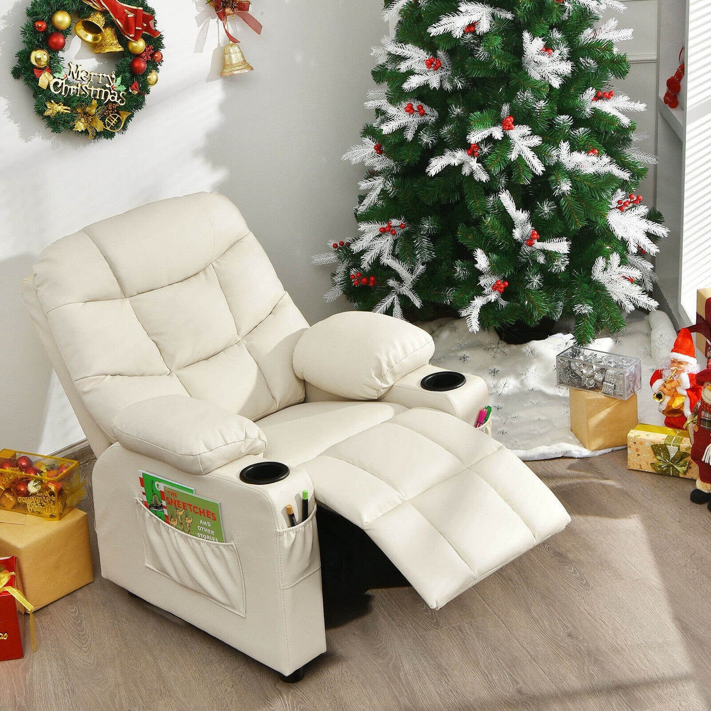 Kids Recliner Chair with Cup Holder and Footrest