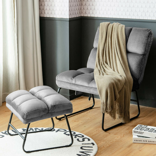 Velvet Massage Recliner Chair with Ottoman and Remote Control