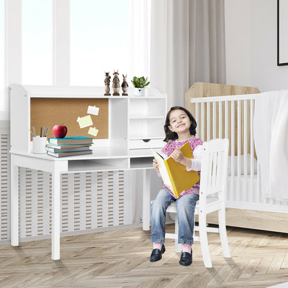 Kids Desk and Chair Set with Hutch and Storage Shelves