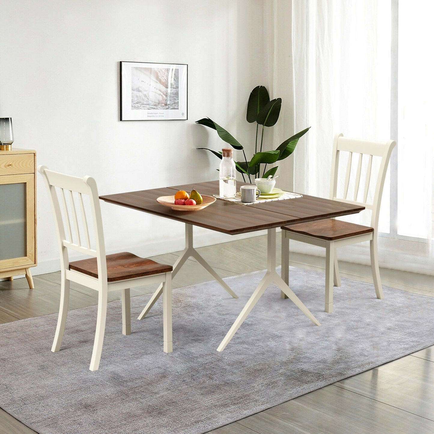 Spindle Back Wood Dining Chairs - Set of 2