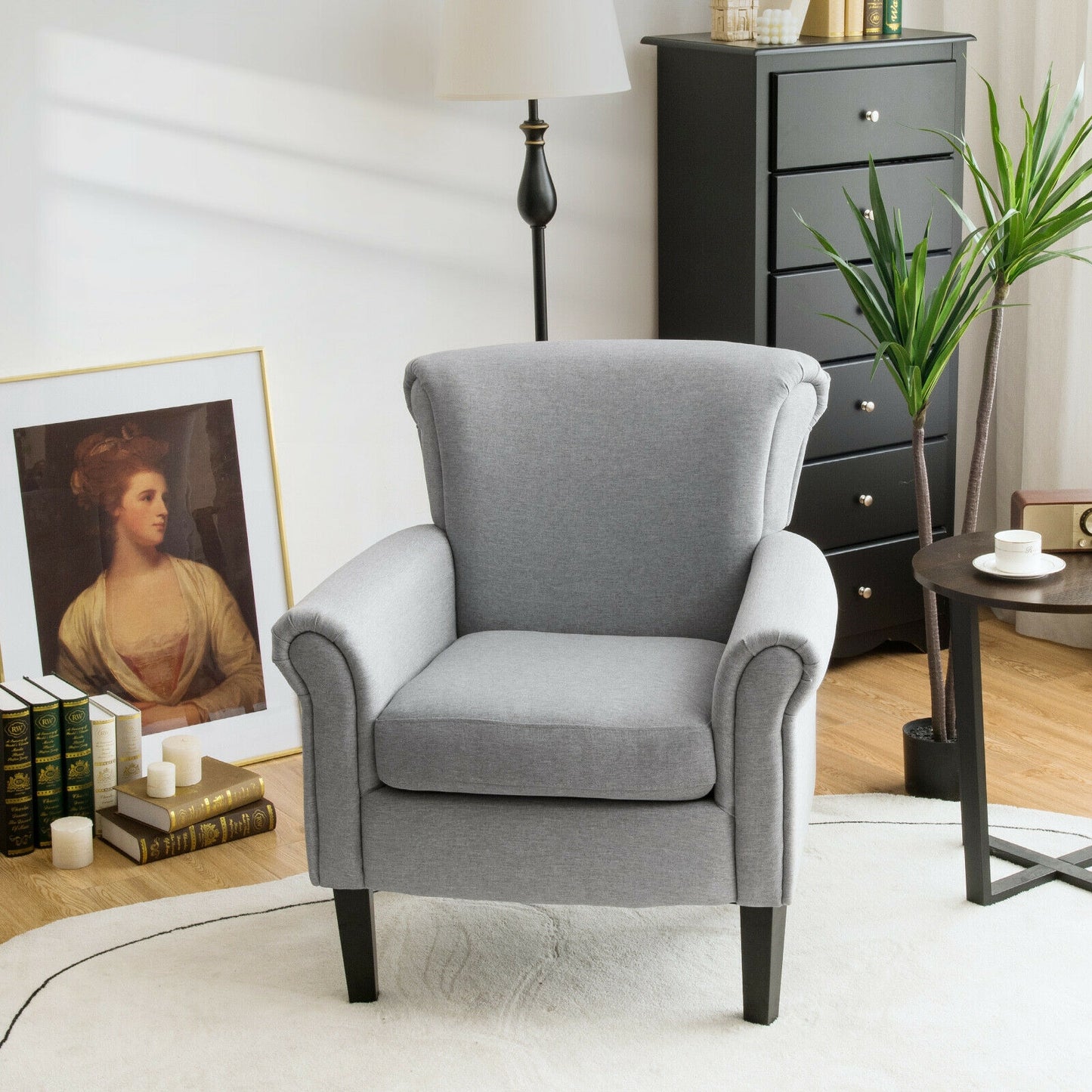 Upholstered Accent Chair with Adjustable Foot Pads