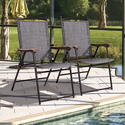 Folding Sling Back Patio Chairs Set of 2
