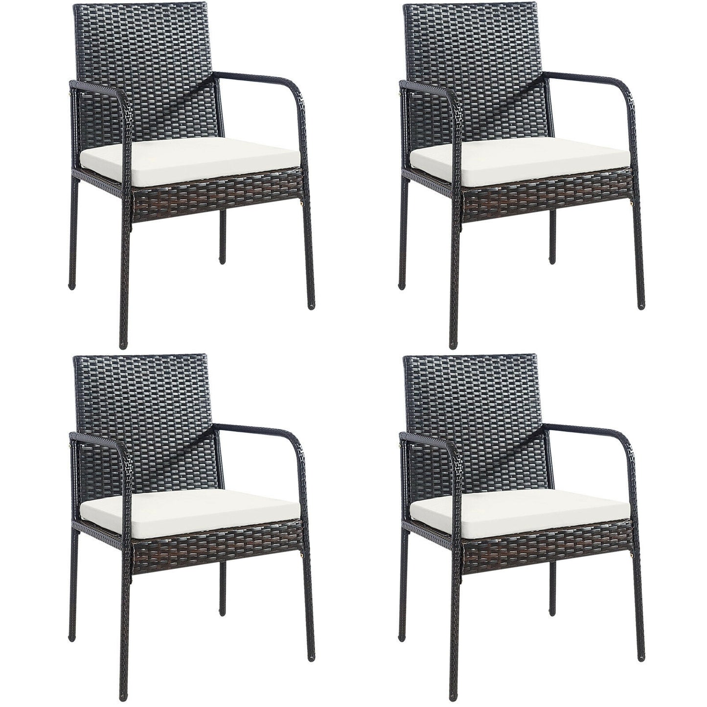 Patio Wicker Dining Chairs Set of 4 with Cushions
