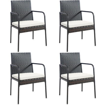 Patio Wicker Dining Chairs Set of 4 with Cushions