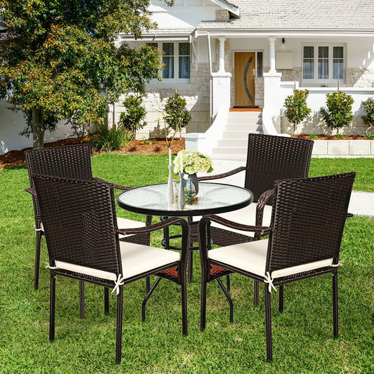 Stackable Patio Dining Chairs Set of 4 with Cushions