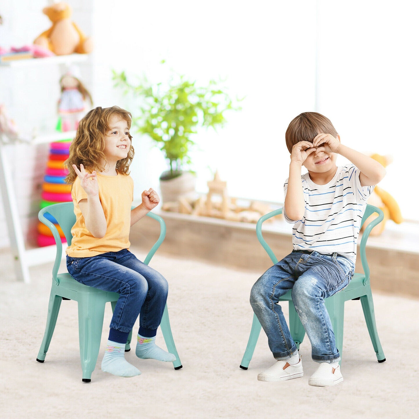 Stackable Kids Armchairs Set of 2 - Steel Construction