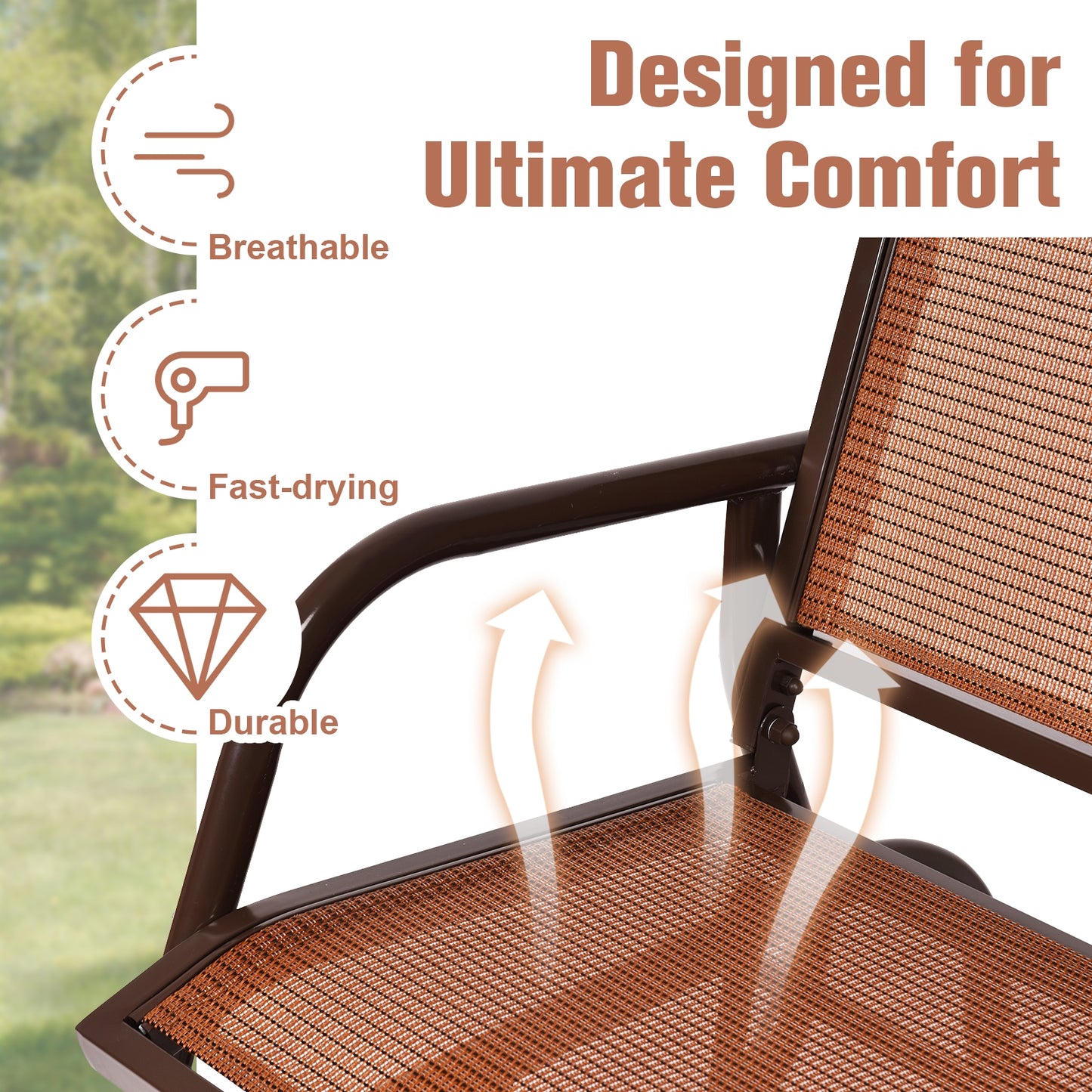48-Inch Outdoor Glider Loveseat with Steel Frame