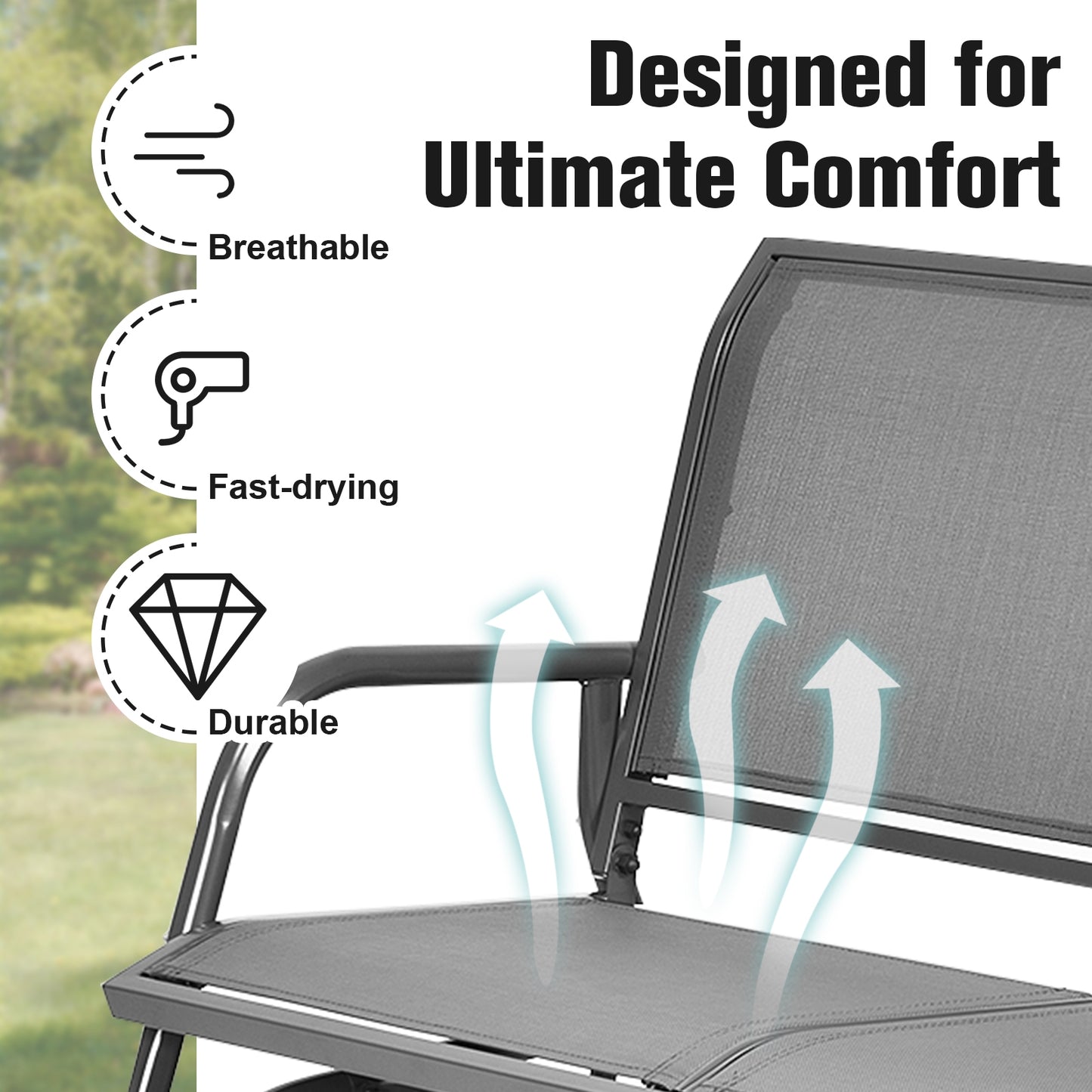 48-Inch Outdoor Glider Loveseat with Steel Frame
