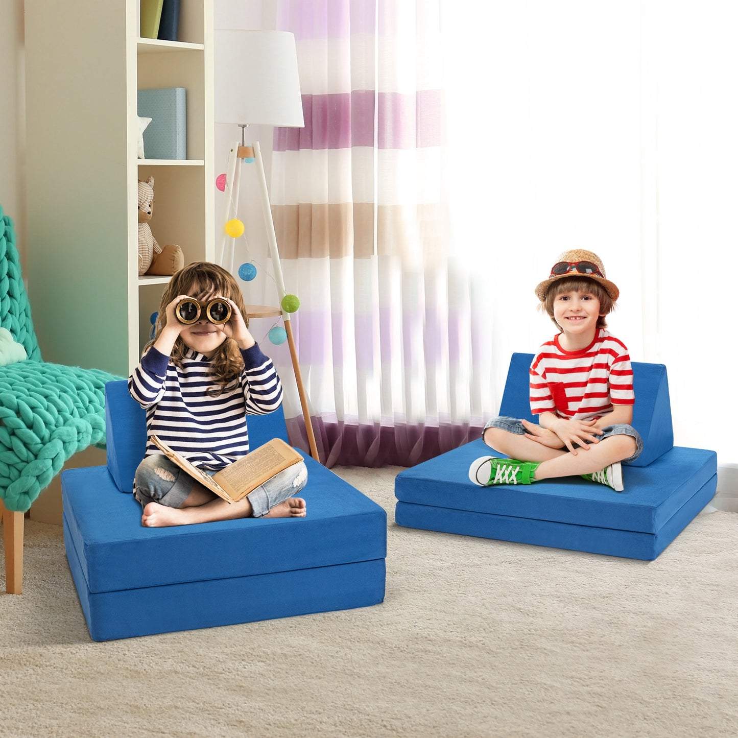 Convertible Kids Couch Set 4-Piece with Folding Mats