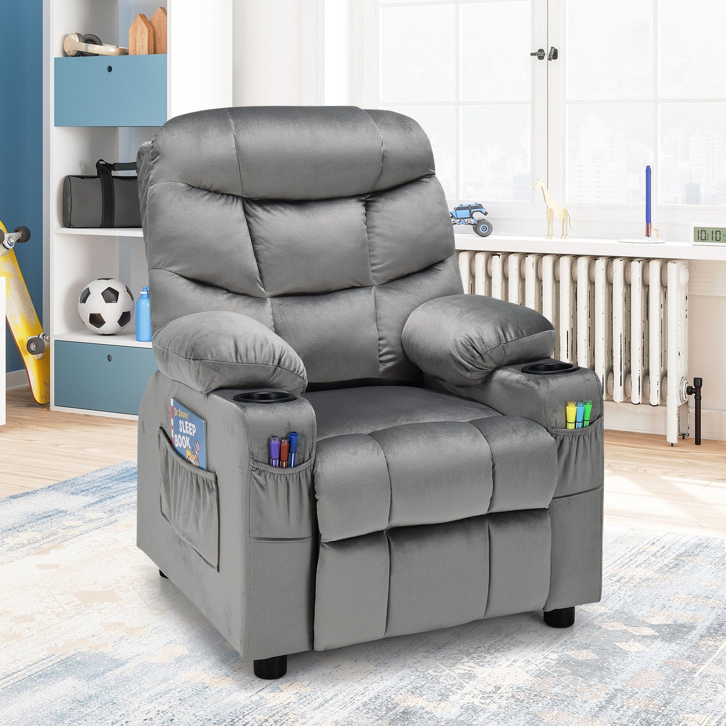 Kids Recliner Chair with Cup Holder and Footrest