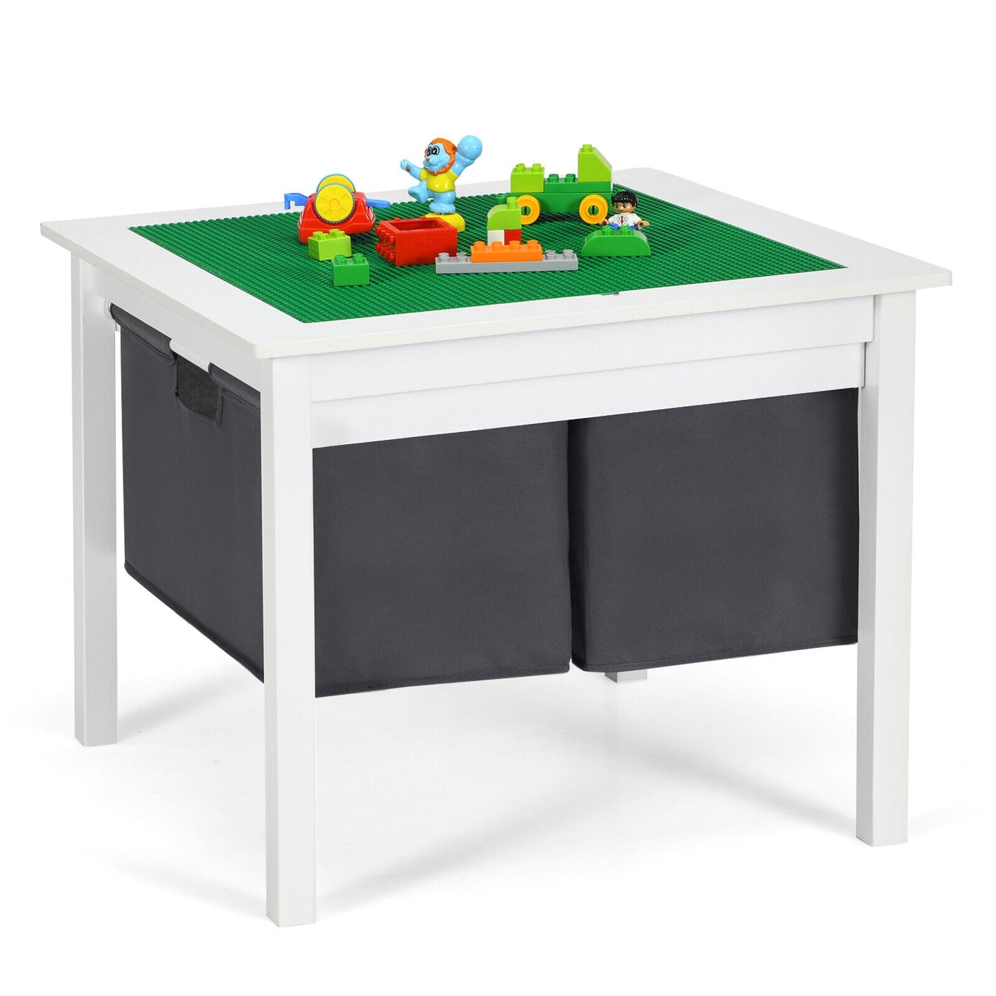Kids 2-in-1 Activity Table with Building Block Board & Drawers
