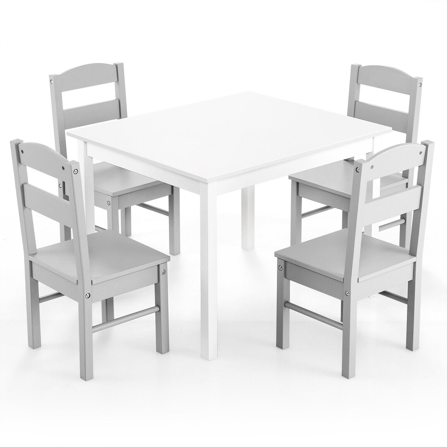 Kids Table and Chair Set - 5 Piece Pine Wood