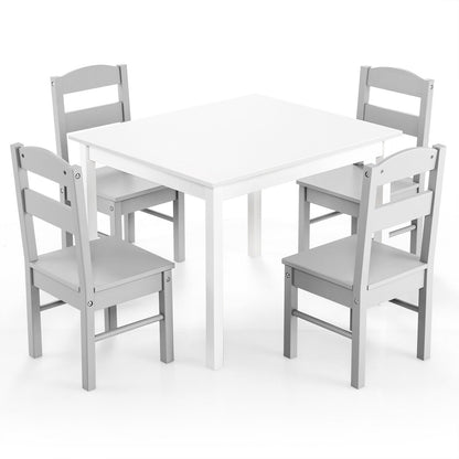 Kids Table and Chair Set - 5 Piece Pine Wood