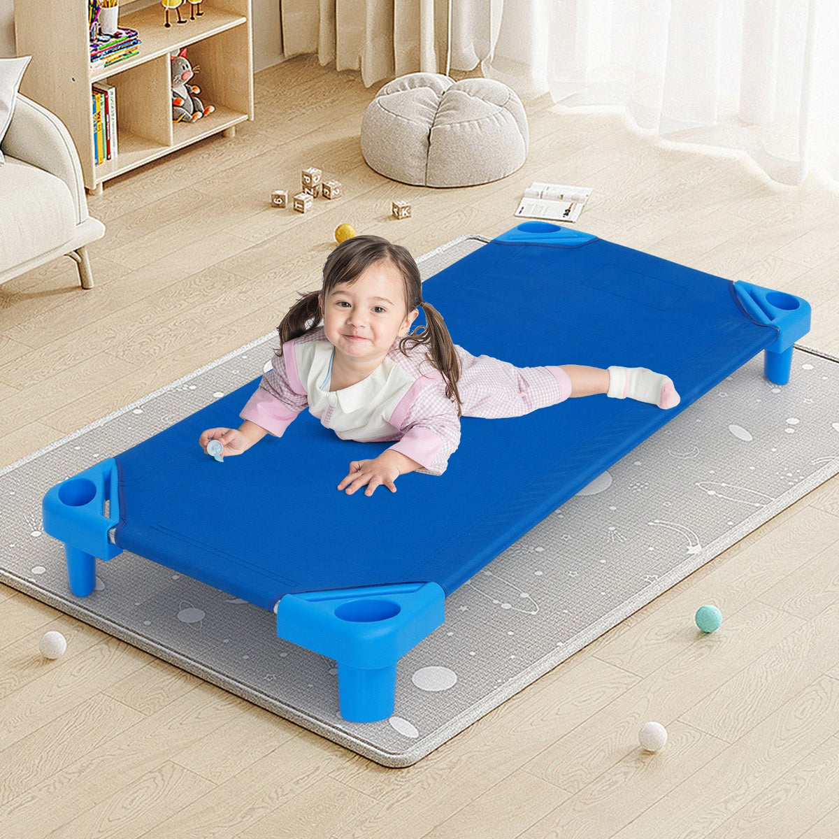 Kids Stackable Daycare Cot Pack of 6 with Detachable Oxford Cloth