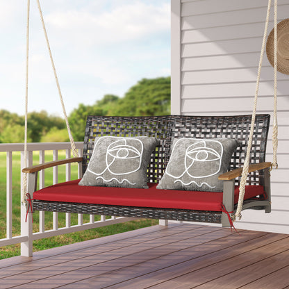 2-Person Rattan Porch Swing Chair with Cushion