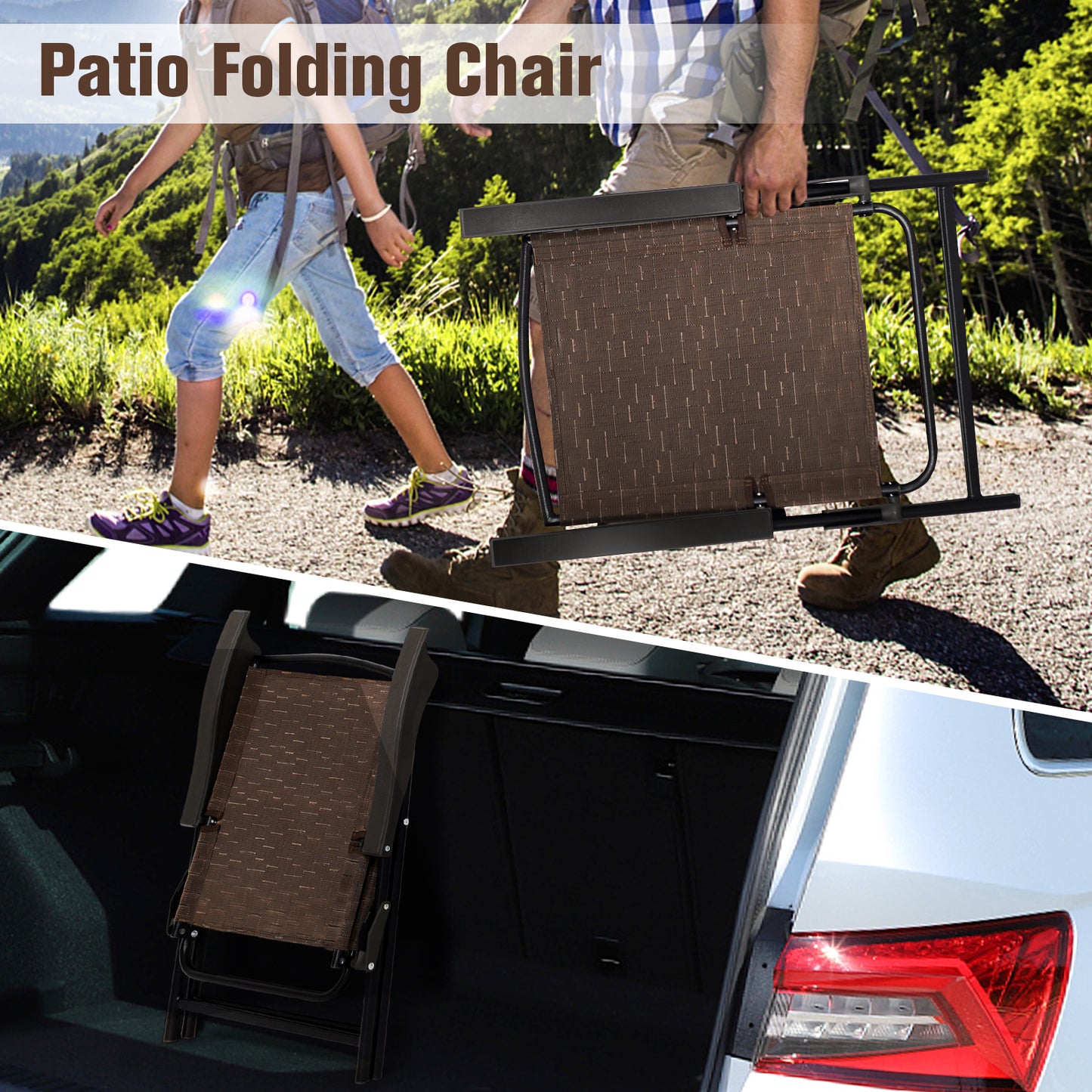 Folding Patio Dining Chairs Set of 4 with Adjustable Backrest