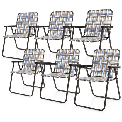 Folding Beach Chair Set of 6 with Steel Frame