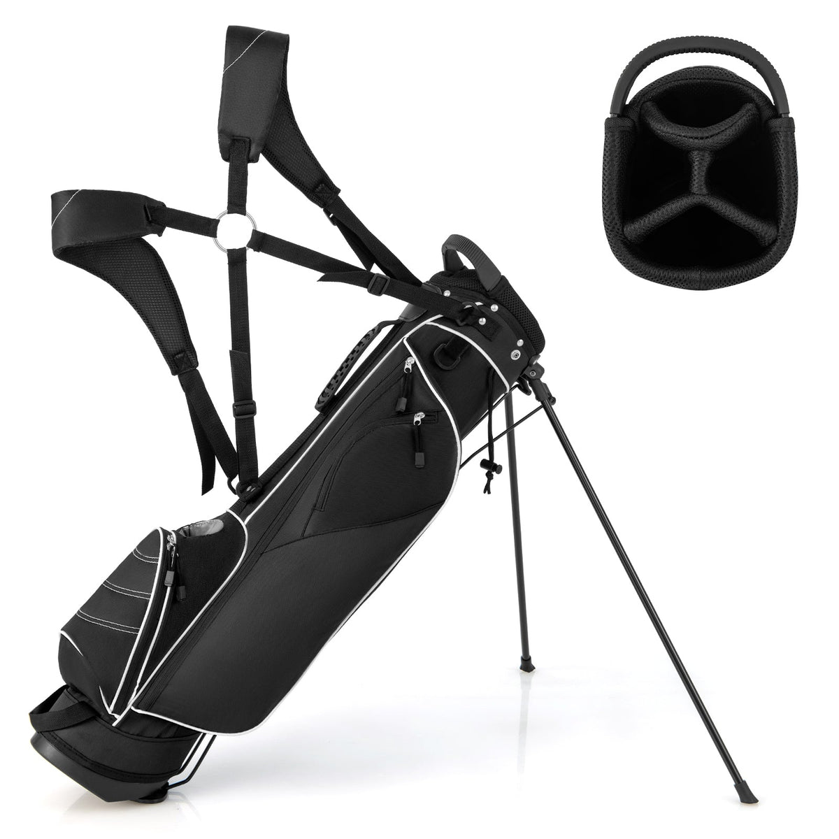 Golf Stand Cart Bag with 4 Way Divider Carry Organizer Pockets