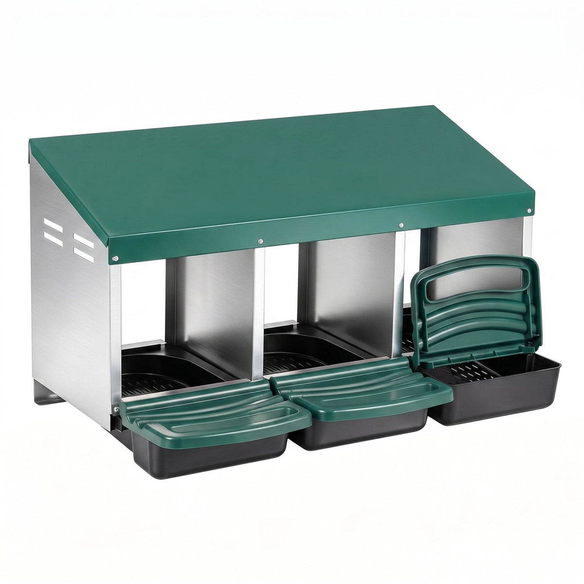 3-Compartment Roll Away Chicken Nesting Box with Removable Trays