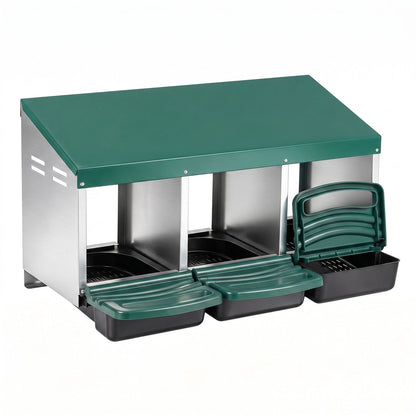 3-Compartment Roll Away Chicken Nesting Box with Removable Trays
