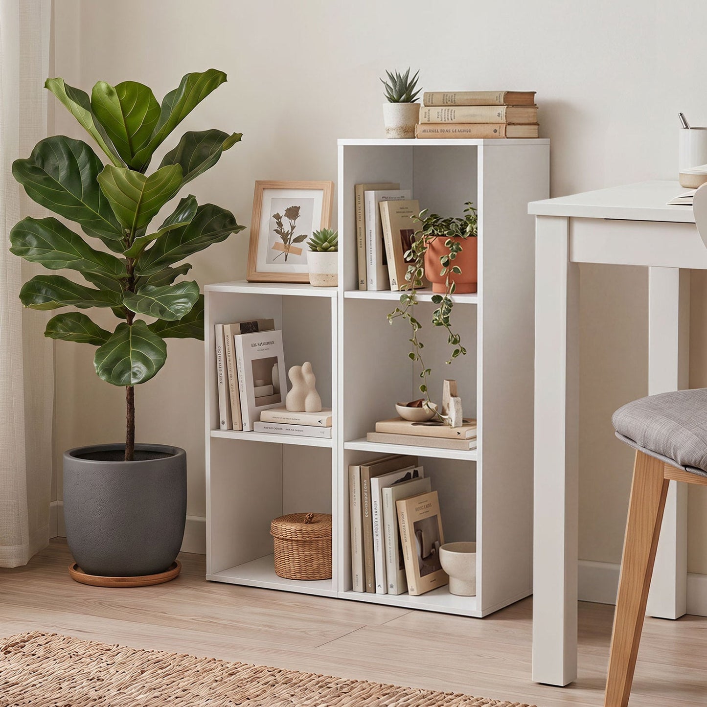 3-Cube Bookcase with Anti-Tipping Kits - White