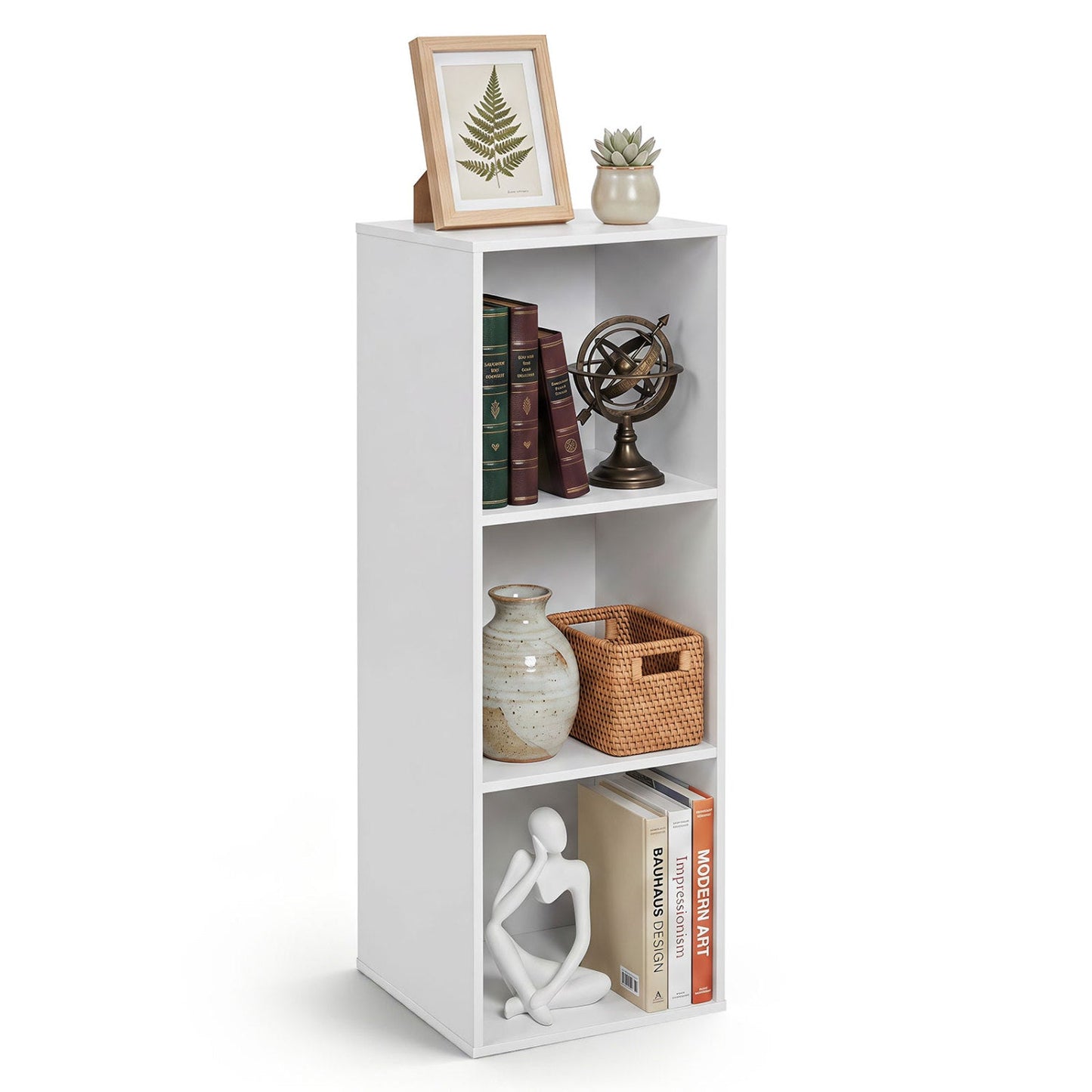 3-Cube Bookcase with Anti-Tipping Kits - White