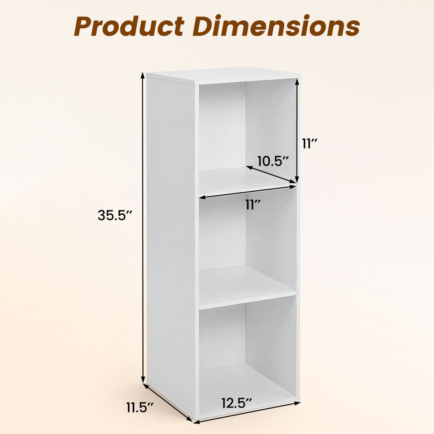 3-Cube Bookcase with Anti-Tipping Kits - White