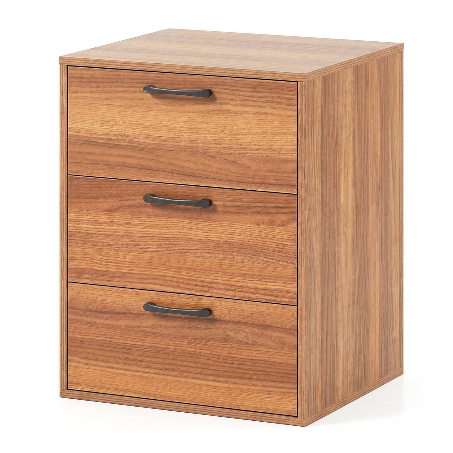 3-Drawer Nightstand with Wood Grain Finish